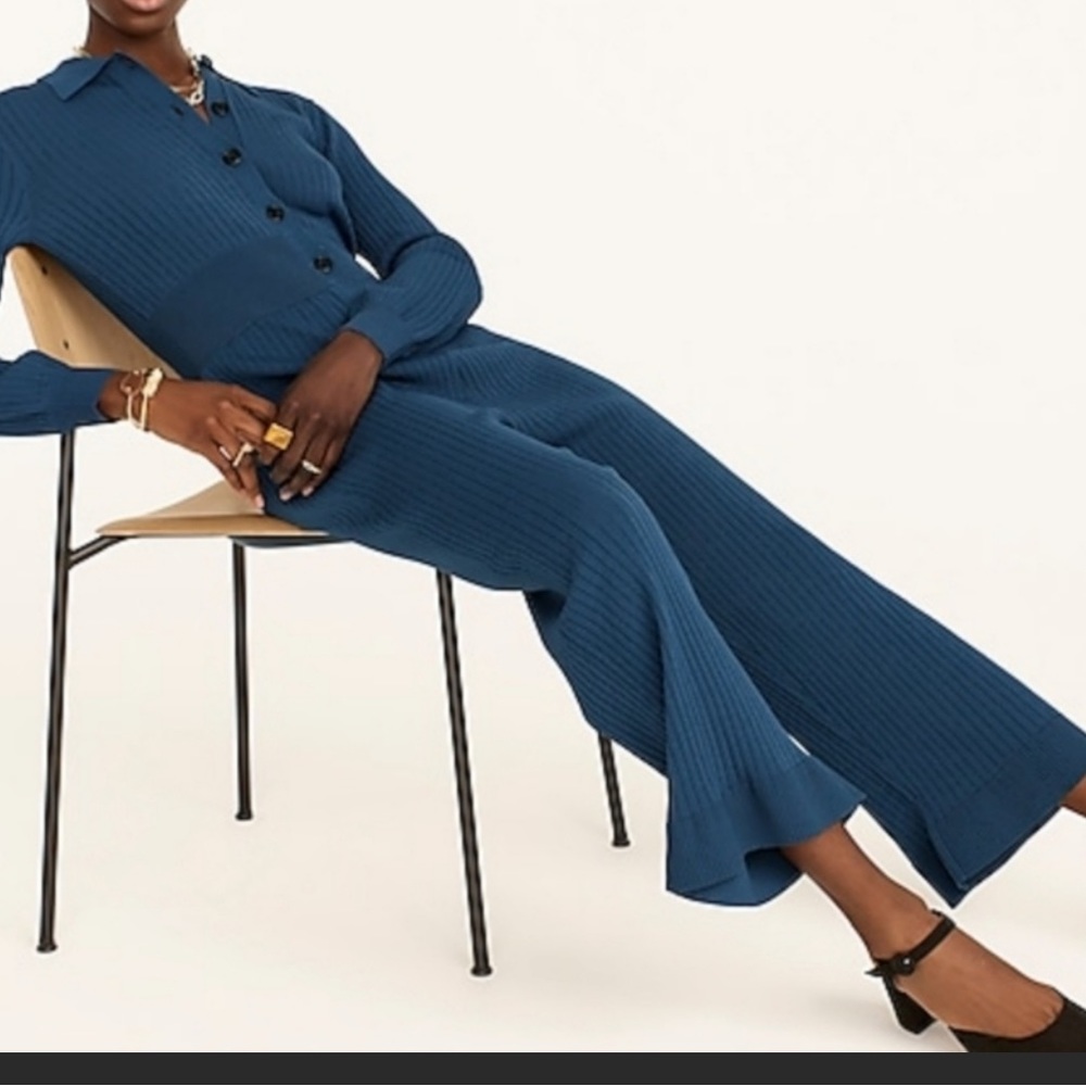 J. Crew ribbed Jumpsuit ruffle bottom